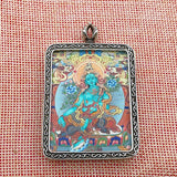 Retro Tibetan Thangka Green Tara Buddha Pendant Necklace - Lucky Guardian Art Collection, Alloy Crafts Home Decor Guardian De