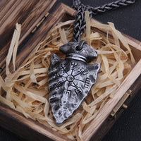 stainless steel Iron Color Viking spear Pendant Necklace with really cow leather chain As Men Gift