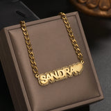 Auxauxme Custom Name Necklace Stainless Steel For Men Women Personalized Hip Pop Heart Star Mounth Nameplate Pendant Jewelry