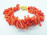 Coral Bracelet  !  Classic 3 strands of natural irregular orange coral bracelet  9.5"
