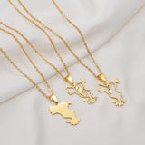 Anniyo Mayotte With Heart Flag Hippocampus Map Pendant Necklaces for Women Girls France Jewelry #012962