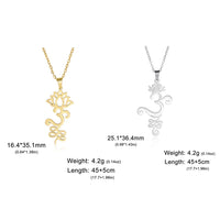 EUEAVAN Lotus Flower Yoga Pendant Necklace Stainless Steel Om Unalome Symbol Necklaces for Women Men Buddhist Amulet Jewelry