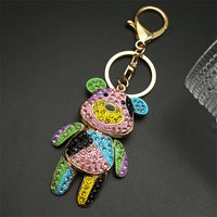 Cute Sweet Colorful Full Crystal Big Bear Key Chain Alloy Rhinestone Fashion Bag Accessories Keyring Jewelry Wholesale N9029