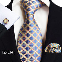 Royal Striped Paisley Ties For Men Luxury 8cm Necktie Pocket Square Cufflinks Gift Set Jacquard Weave Tie Suit Accessories