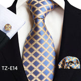 Royal Striped Paisley Ties For Men Luxury 8cm Necktie Pocket Square Cufflinks Gift Set Jacquard Weave Tie Suit Accessories