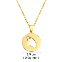 Anniyo 2.5CM Round Antigua and Barbuda Pendant Necklaces Stainless Steel Jewelry for Women Girsl #518262