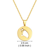 Anniyo 2.5CM Round Antigua and Barbuda Pendant Necklaces Stainless Steel Jewelry for Women Girsl #518262