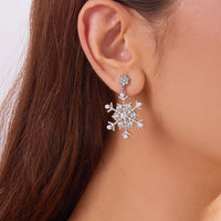 Delicate Multicolor Christmas Snowflake Stud Earrings for Women Zircon Pearl Dangle Piercing Earrings Girl New Year Party Gifts