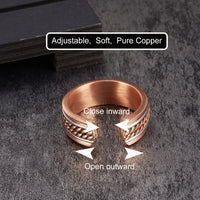 Vinterly Pure Copper Magnetic Rings Women Men Twisted Health Energy Finger Open Cuff Adjustable Jewelry High Magnet Resizable