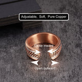 Vinterly Pure Copper Magnetic Rings Women Men Twisted Health Energy Finger Open Cuff Adjustable Jewelry High Magnet Resizable