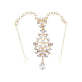 2024 Trend Big Crystal Pendant Forehead Chain Hairpin Hair Accessories Women's Ethnic Tiara Headpiece Tikka Indian Head Jewelry
