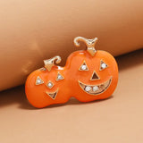 Personality Rhinestone Pumpkin Witch Brooches for Women Creative Enamel Hat Flower Broom Pins Halloween Jewelry Accessories