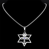 The new hollowed-out six-pointed star David Star necklace is a versatile accessory for couples, featuring a star pendant and a c