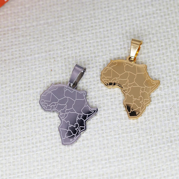 2PCS Africa Map Pendant DIY Stainless Steel Gift For Women Men Charm Pendant For Bracelet Jewelry Findings