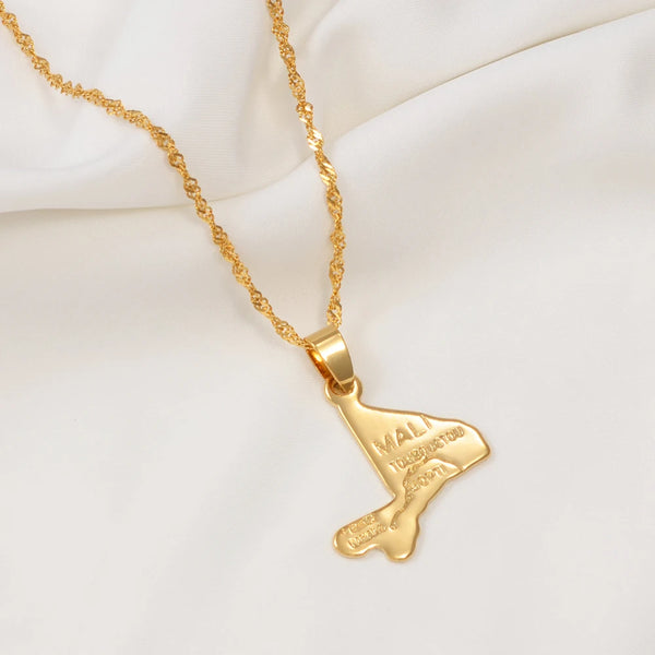 Anniyo Mali Map Pendant Necklaces Jewelry for Women Girls #300510
