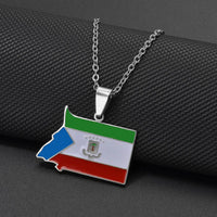 Anniyo Equatorial Guinea Map Pendant Necklaces Stainless Steel Jewelry #003562