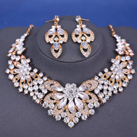 Fashion Crystal Rhinestine Necklace Earring Sets Wedding Hair Accessories For Women Bride
