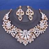 Fashion Crystal Rhinestine Necklace Earring Sets Wedding Hair Accessories For Women Bride