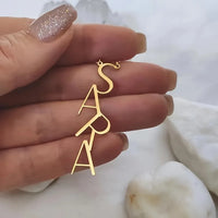 Custom Vertical Letter Name Necklaces For Women Gold Color Personalized Stainless Steel Name Necklace Femme Wedding Jewelry Gift
