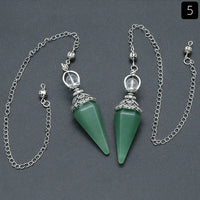 Natural Stone Crystal Reiki Pendulum Rose Quartz Amethysts Hexagonal Cone Shape Charm for Jewelry Making Necklace Accessories