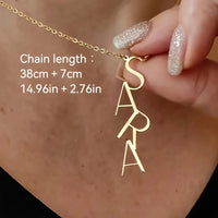 Custom Vertical Letter Name Necklaces For Women Gold Color Personalized Stainless Steel Name Necklace Femme Wedding Jewelry Gift