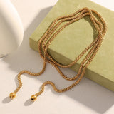 E.B.belle New Creative Multipile Layers Square Pearl Necklace 18K Gold Plated Stainless Steel Women Party Statement Jewerly