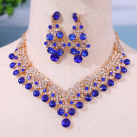 Hot Selling New Arrival  Women Fashion Jewelry Set Wedding Bridal Crystal Necklace Earrings Set