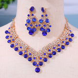 Hot Selling New Arrival  Women Fashion Jewelry Set Wedding Bridal Crystal Necklace Earrings Set