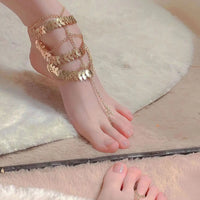 Bohemian Multi-layered Tassel Pendant Alloy Ankle Chain Banquet Ladies' Foot Chain