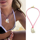 Baroque imitation pearl clavicle chain summer women vacation fashion handmade natural conch necklace adult jewelry accessories
