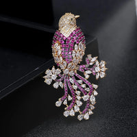 SUYU National Style Retro Color Copper Inlaid Cubic Zirconia Animal Suit Jacket Gift Accessories Female Magpie Brooch