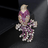 SUYU National Style Retro Color Copper Inlaid Cubic Zirconia Animal Suit Jacket Gift Accessories Female Magpie Brooch