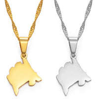 Anniyo Mini Montenegro Map Pendant Necklaces for Women Girls Small Size Jewelry Stainless Steel Necklaces #149521