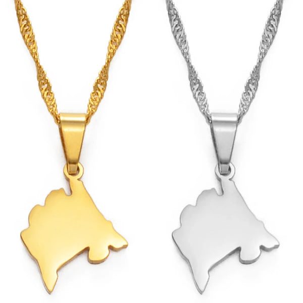 Anniyo Mini Montenegro Map Pendant Necklaces for Women Girls Small Size Jewelry Stainless Steel Necklaces #149521