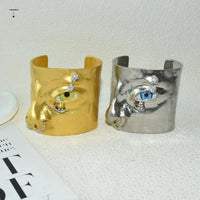 Metal Exaggerated Open Bangle Five Senses Europe American Style Alloy Plated Eyes Bracelets Unique Wide Geometric Cuff Bangles