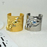 Metal Exaggerated Open Bangle Five Senses Europe American Style Alloy Plated Eyes Bracelets Unique Wide Geometric Cuff Bangles