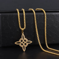 Exquisite Stainless Steel Pattern Witch Knot Pendant Necklace Celtic Knot Lucky Jewelry Christmas Gift for Friends and Family