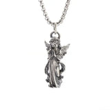 Retro Gothic Mysterious Demon Angel Wings Pendant Necklace Men's Punk Hip Hop Trendy Cool Jewelry Boy Gift