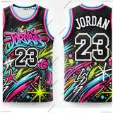 Chat GPT Smart Design USA Basketball Jersey Jordan Graffiti Street No. 23 Basketball Jersey Vest Quick-drying Basketball Jersey