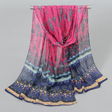 Indian Style New Chiffon Scarves Women Breathable Thin Simulation Silk Scarf Ladies Shawl And Wraps Women Printing Hijab Stole