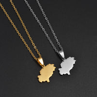 Anniyo 2.3cm Spain Ibiza Map Pendant Necklaces for Women Girl Iviza Ivica Stainless Steel Jewelry #012462