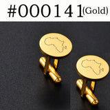 Anniyo (2 Pieces) Cufflinks for Men Women Gold Color/Silver Color Stainless Steel Cuffs Jewelry Africa Map Design #000141