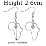 Anniyo 7CM/2.6CM/3.5CM Africa Map Big Earrings Exaggerate Earring Heart African Jewelry Traditional Ethnic Hyperbole #232721