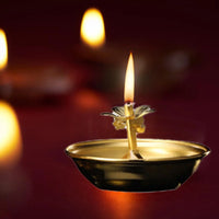 Ghee Lamp Holder Golden Cup Tibetan Oil Lamp Holder Flower Shape Tea Light Candle Holder Stand for Party Wedding Decoration