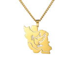 EUEAVAN Iran Map Pendant Necklace Stainless Steel Peace Dove Olive Branch Persian Calligraphy Necklaces Iranian Country Jewelry