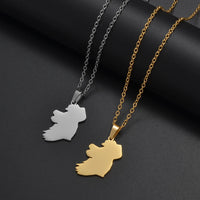 Anniyo Ireland Map Pendant Necklaces Stainless Steel Éirinn Jewelry #350901