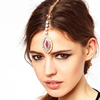 Boho Ethnic Indian Women Hair Jewelry Rhinestone Forehead Hair Pins Pendant with Hairpin Decorations Headpiece Hair Accessories
