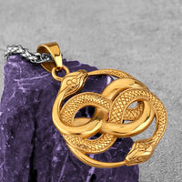 Retro Double Snake Personalized Fashion Necklace Golden Snake Stainless Steel Pendant Boy Girl Jewelry Gift Jewelry Wholesale
