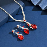 Ladies' fashionable peach heart design necklace earrings jewelry set suitable for daily wear and holiday gifts