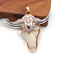 Retro Bull Head Shape Resin Pendants Golden Edge Parcel Design Charms Accessory 1 Pc For DIY Making Trendy Necklace Jewelry Gift